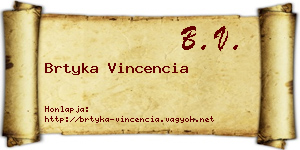 Brtyka Vincencia névjegykártya